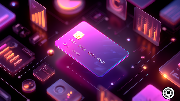 Illustration of a single credit card with a modern design and visible chip.